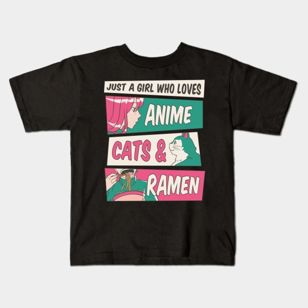 Anime & Cats Love Affair Kids T-Shirt by Life2LiveDesign